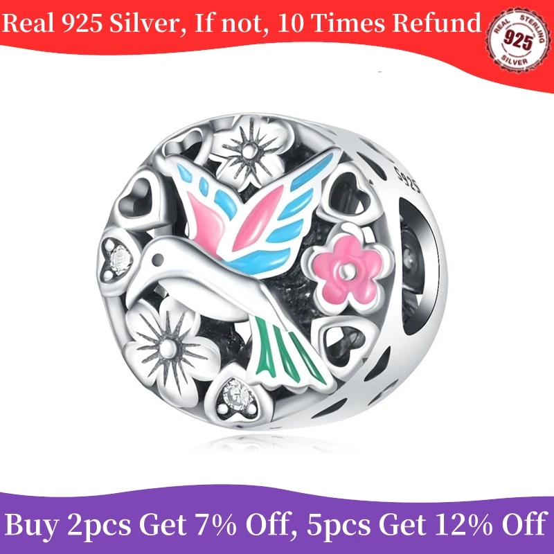 100% Real 925 Sterling Silver kingfisher Charms Beads Fit Original Pandora Bracelets Bangles Jewelry Women Birthday Gifts