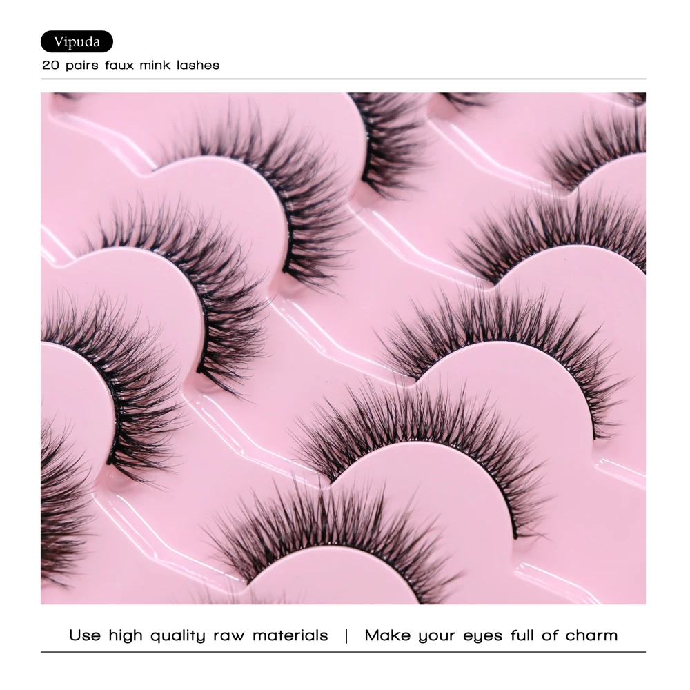 2 Style 20 Pairs Eyelash 3D Natural Mink False Eyelashes Makeup Fake Eye Lashes Faux Cilios Make Up Beauty Tools Wholesale