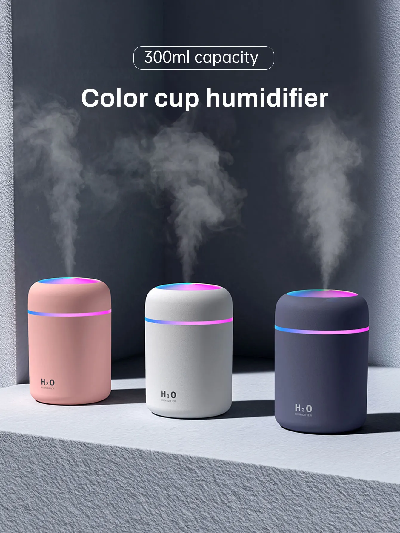 300ml Aromatherapy Diffuser Humidifier Air Purifier Car Home Use Seven-color Light Aromatherapy Essential Oil image 3