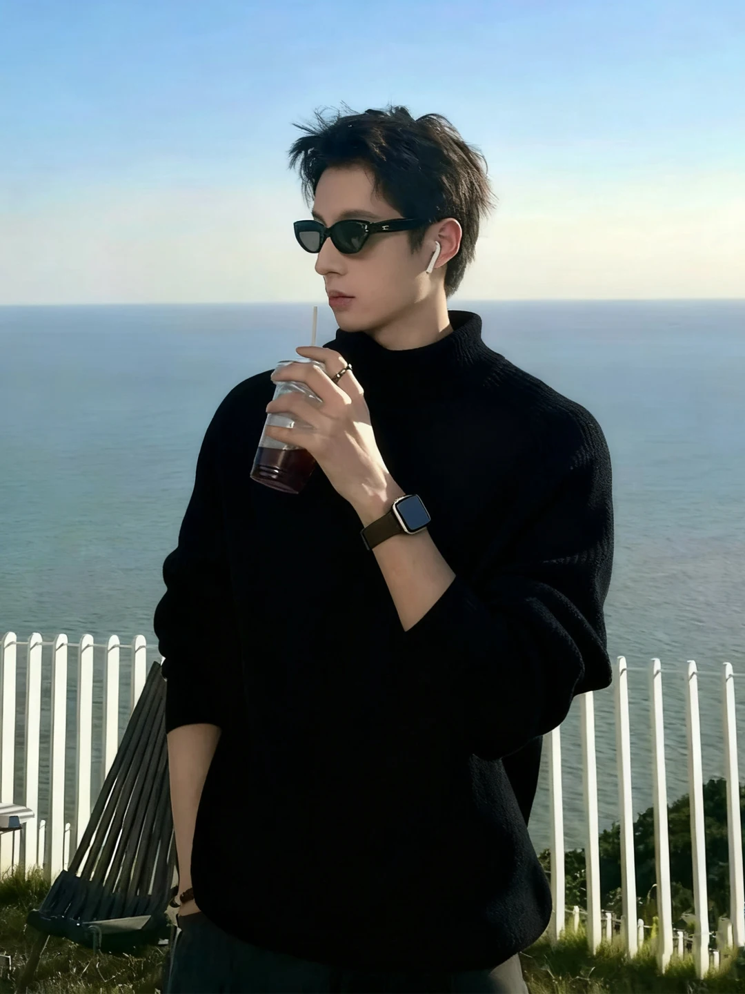 

Мужской трикотажный джемпер с высоким воротником на флисовой подкладке, черный, Cleanfit, базовый слой, премиум-качество, свободный крой, длинный рукав