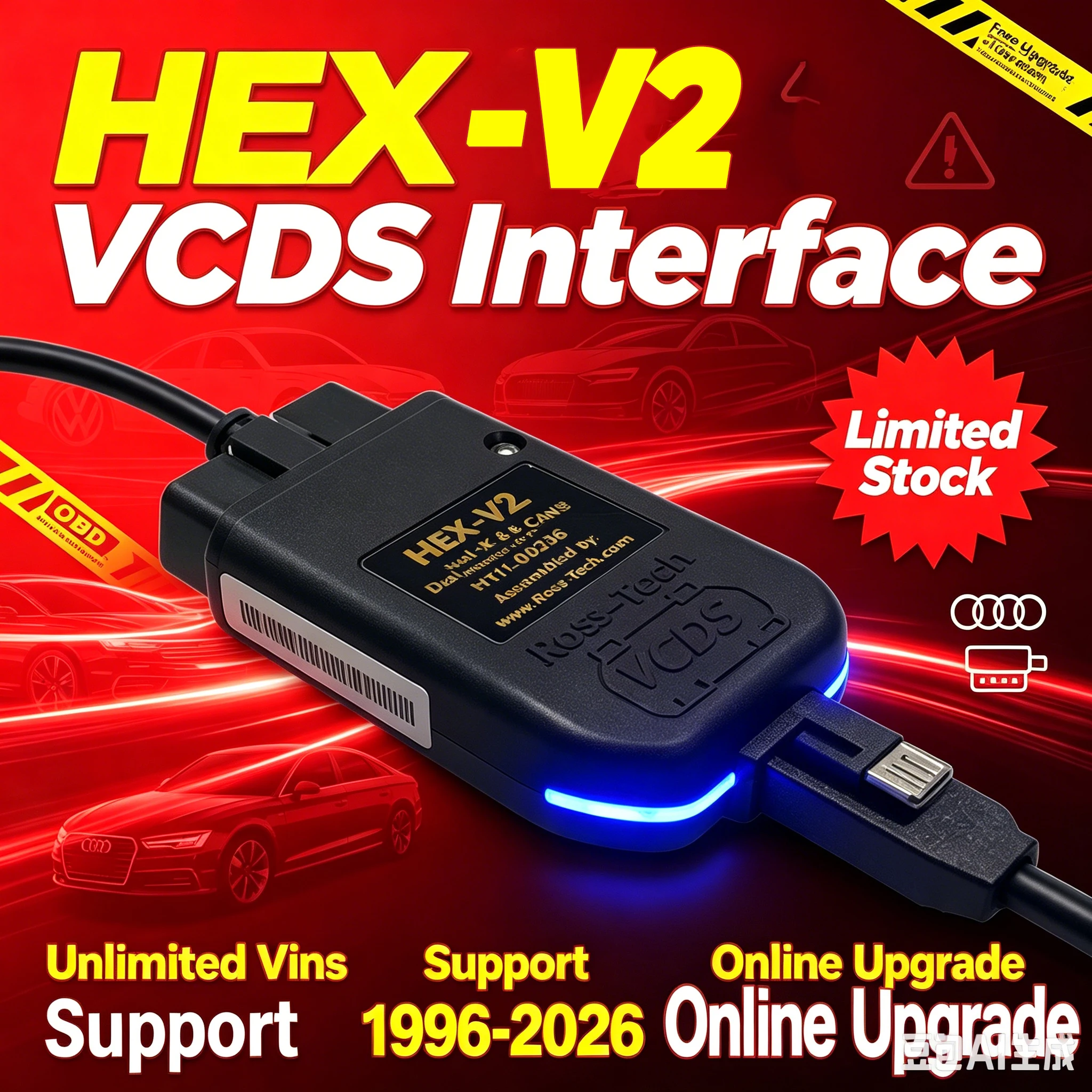 2026 Newest VAGCOM V26.3 OBD Scanners HEX V2 Interface FOR VW AUDI Skoda Seat VAG Multilingual Auto com VCDS Diagnostic Tools