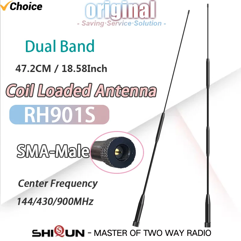 RH901S 144/430/900MHz Dual Band Aerial SMA Male High Gain Coill Loaded Whip Antenna for TH-UV8000D UV-3R Walkie Talkie Ham Radio