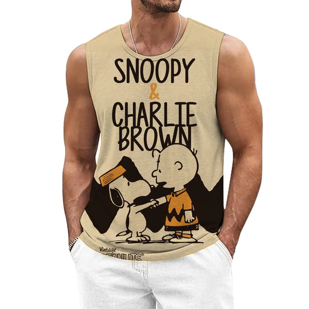 2025 جديد الصيف موضة الرجال تي شيرت بلا أكمام كلاسيكي سنوبي مضحك طباعة الرجال سترة المتطرفة الرياضة تصفح سترة