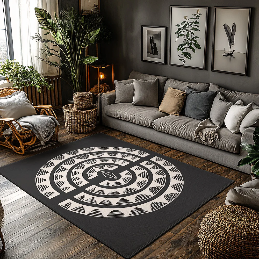 

Modern Geometric Area Rug Non Slip Floor Mat Living Room Bedroom Decor Abstract Pattern Home Accent Indoor Outdoor Carpet