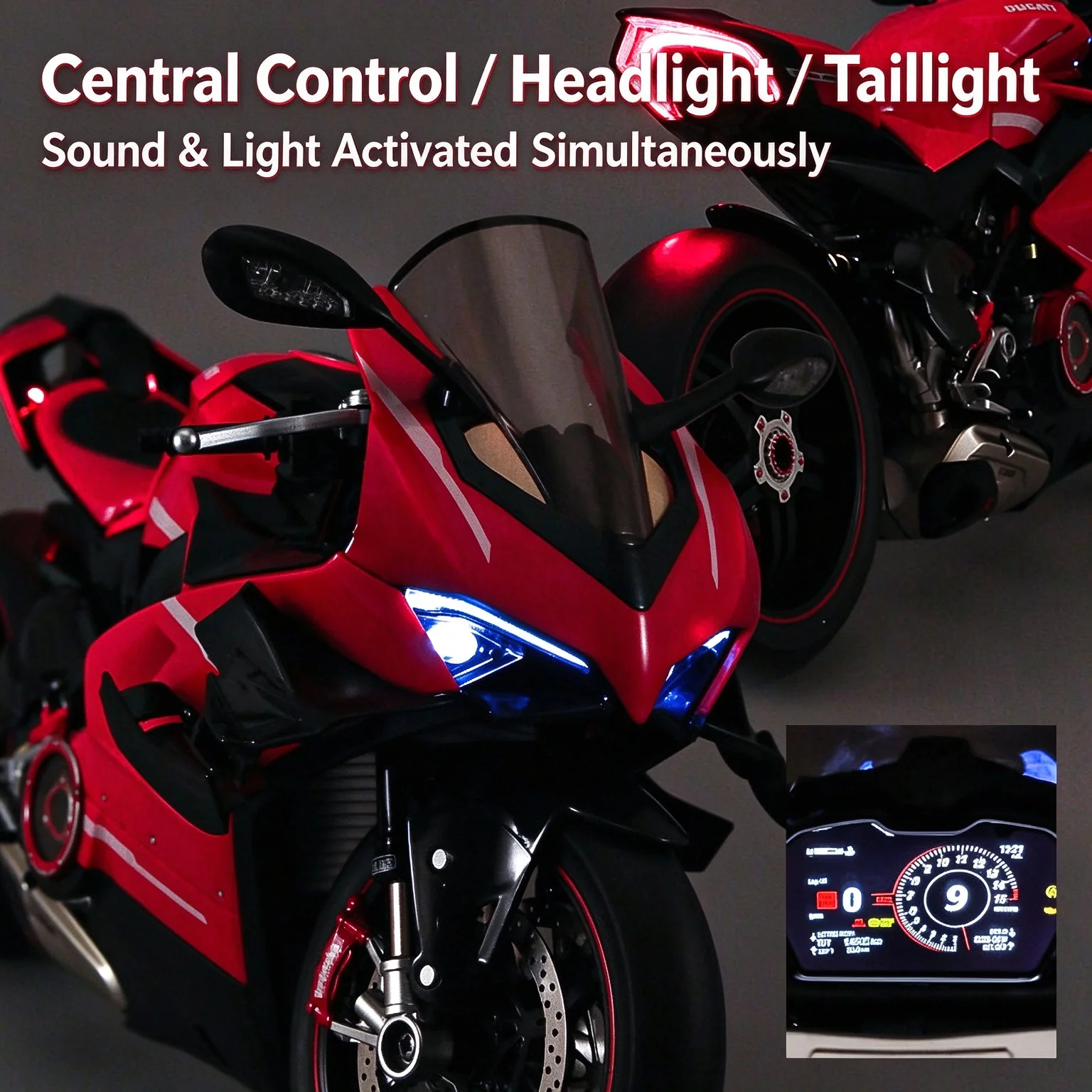 XLG 1:7 Scale Alloy Diecast Ducati Motorcycle Model Dynamic Turbo Motorbike Toy Smoke Spray Simulation Gift