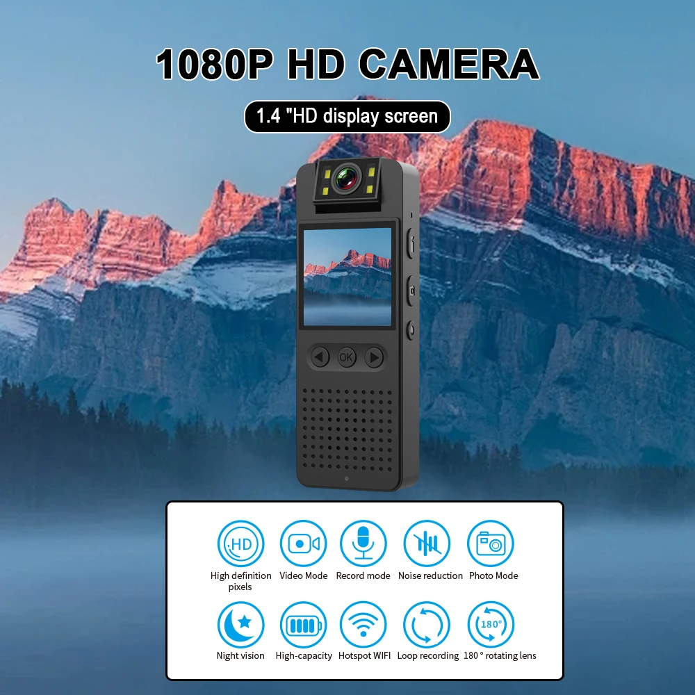 

CS06 Action Sport Camera with Rotatable CMOS Lens WiFi Hotspot Screen Display LED Screen Wireless Recorder Outdoor Video Camera
