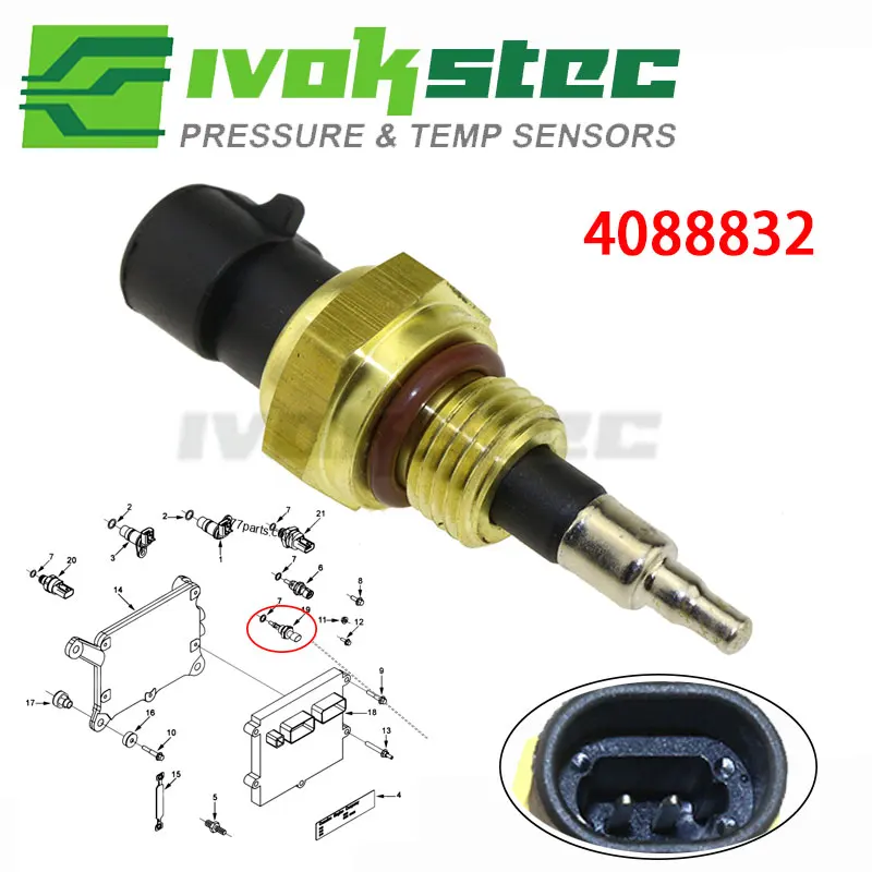 

4088832 4076841 4088833 Water Coolant Temperature Temp Sensor Sender For CUMMINS ISX QSX ISF 2.8 ISBE ISC 8.3 YUTONG 3611-00054