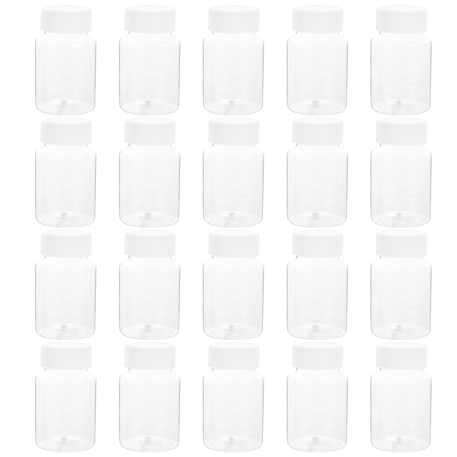 20 ชิ้น 80 มลขวดพลาสติกใสสำหรับใส่ยา วิตามิน แคปซูล จัดเก็บกันน้ำ ฝาเกลียว ที่ใส่ยา อาหาร