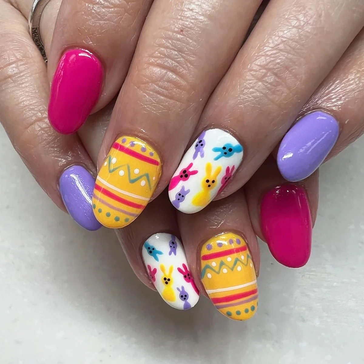 

Press on Nails Rabbit Fake Nail French Fashion Finished Wearable Nail Art Press On Nails Full Cover Fake Nail Set Cute Nails
