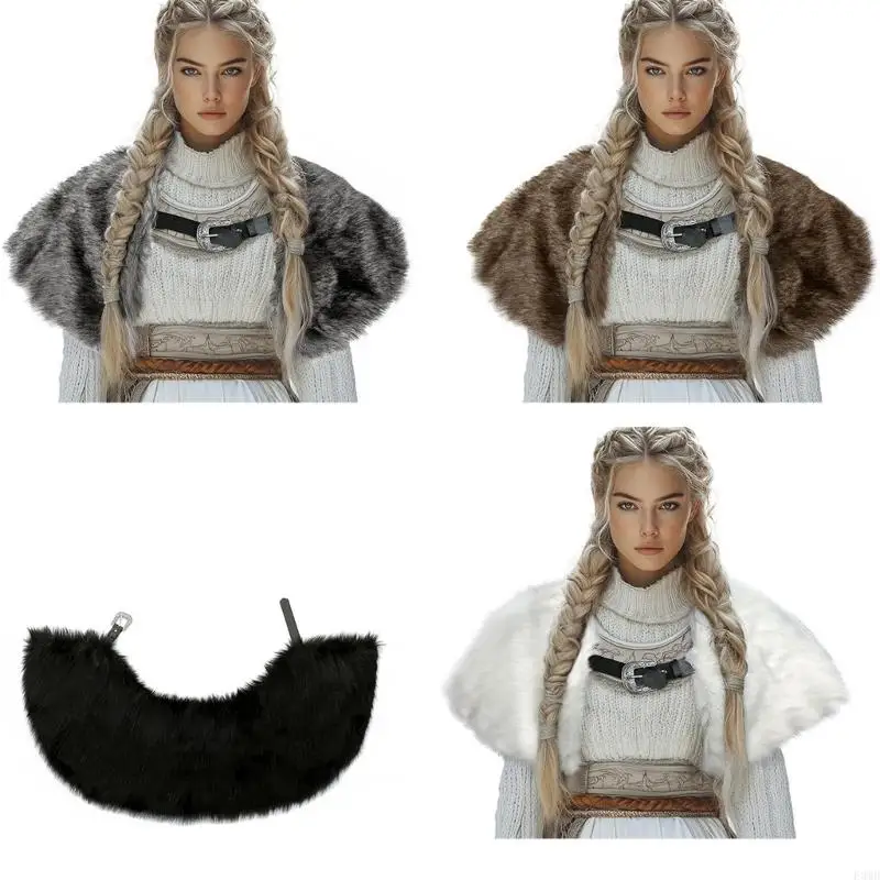 

Винтажный плащ из искусственного меха в скандинавском стиле, исторический косплэй, зимняя верхняя одежда, накидка F3MD