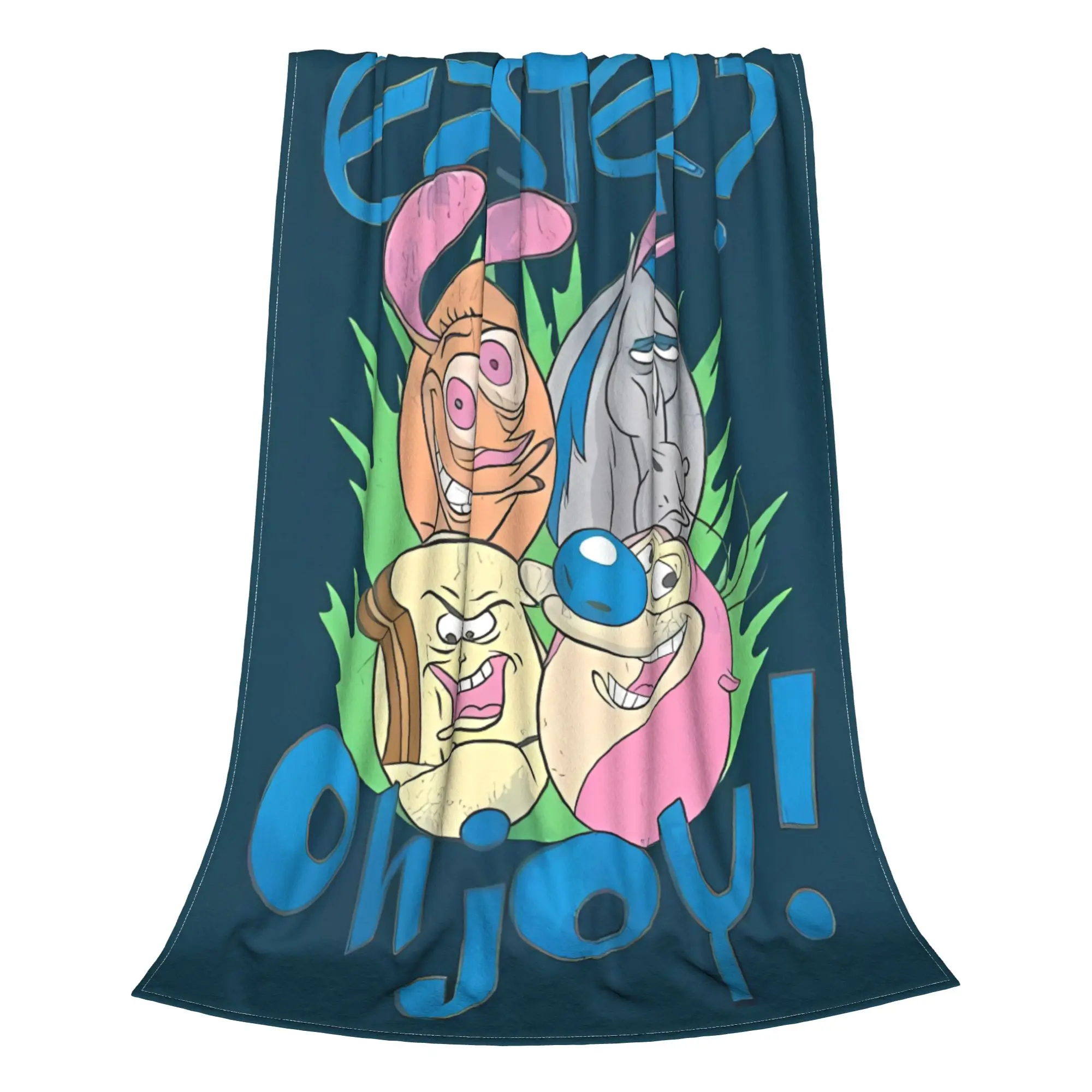 1PC Home Cute Room Decor Easter Oh Joy Blanket Throw Blanket Ren & Stimpy Novelty Warm Blanket All Season