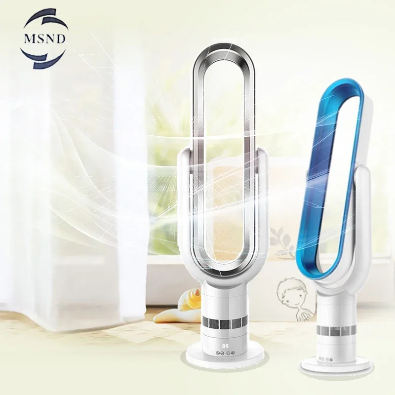 Ventilador doméstico sin aspas con circulación de aire eléctrica inteligente de pie de 42 pulgadas, ventilador de refrigeración oscilante sin aspas con control remoto