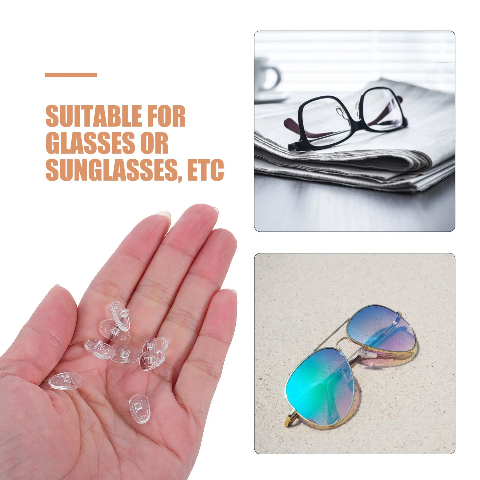 8 قطعة منصات أنف للنظارة سيليكون المسمار في وسائد النظارات شفافة المضادة للانزلاق استبدال للعمل الرياضي دراسة خفيفة الوزن دائم