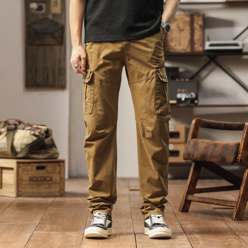 2025 جديد في الرجال السراويل البضائع مستقيم الساق القطن بناطيل كاجوال الذكور تمتد الجانب جيب الخريف ملابس العمل النمط التكتيكي العسكري #4