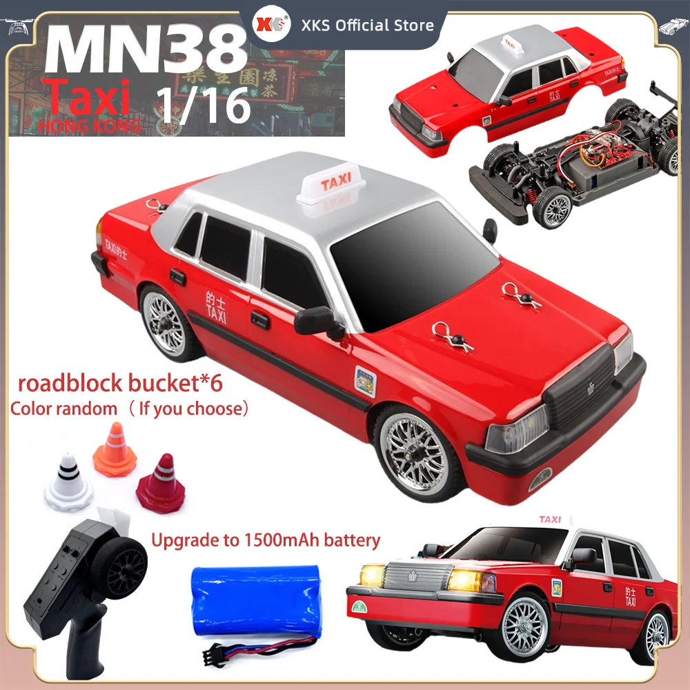 

MN MN38 1/16 Taxi Model RC Car 2.4G Remote Control LED Light Drift Car RTR Electric Toy Car Gift for Boy