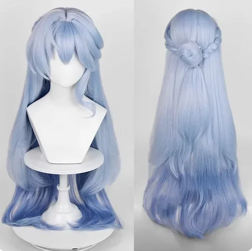 Honkai Star Rail Robin Wig Synthetic Long Straight Ombre Blue Fluffy Women Game Cosplay Hair Wig for Party