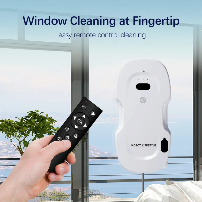 Novo robô limpador de janela, tanque de água 40ml, 5600pa sucção, baixa voz, limpicristales de vidro de limpeza, spray de água automático, moto sem escova