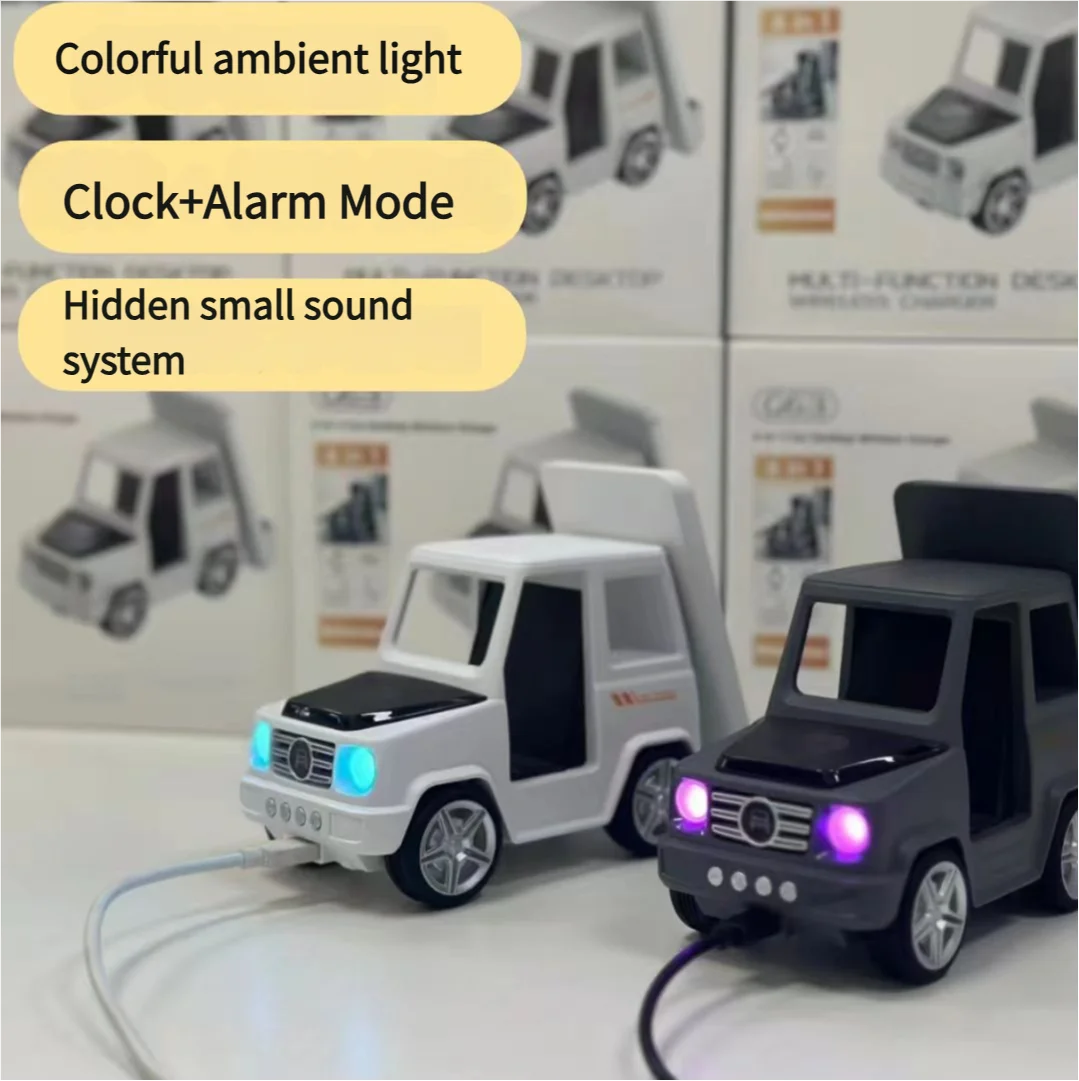 حامل شحن لاسلكي 6 في 1 مع ساعة منبه - شحن سريع لهاتف iPhone 16/15/14/13/12 Pro Max، 8/X/XS/XR، iWatch 8/7/6/5، AirP