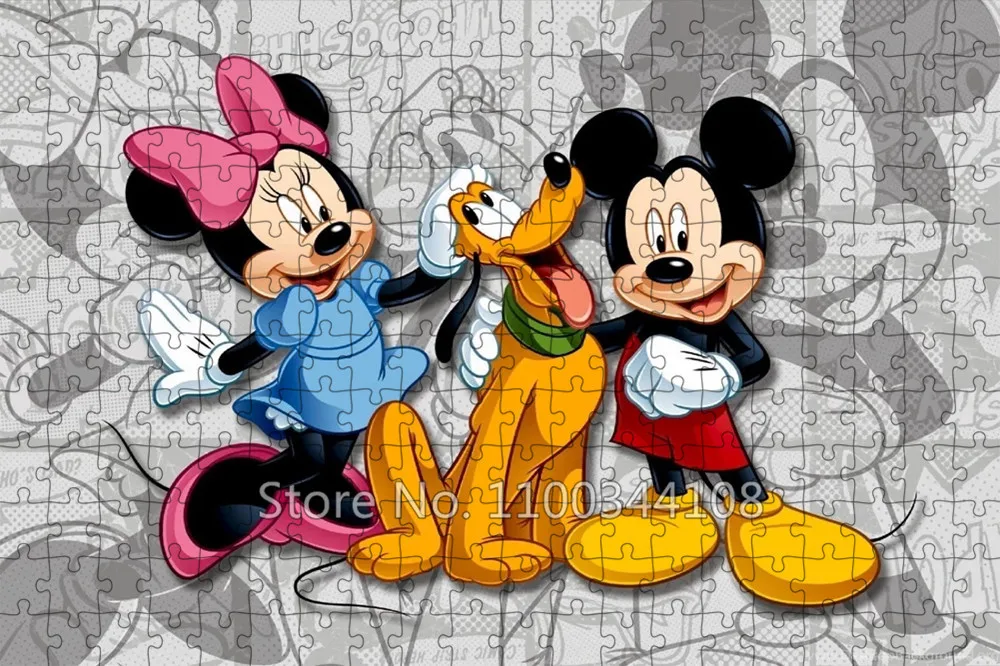 300/500/1000 Pieces Puzzles Mickey Minnie Mouse Jigsaw Puzzles Disney Toys for Adult Children's Family Casual Decompress Games