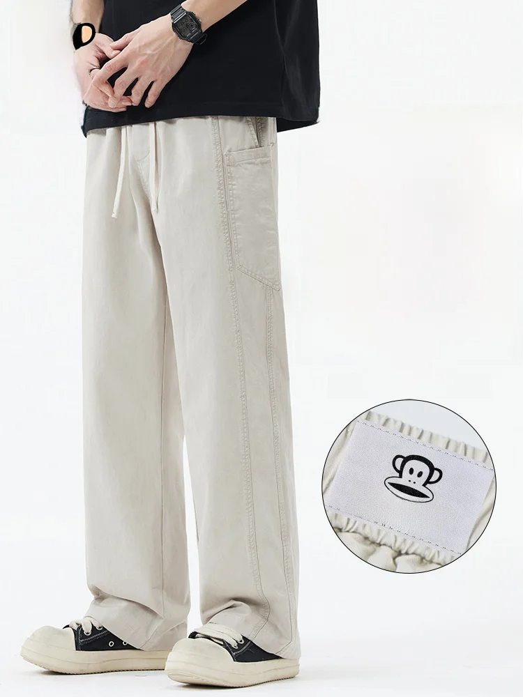 

Мужские повседневные брюки PaulFrank из чистого хлопка, прямого кроя, весенне-осенние, свободные, в стиле рабочей одежды, модные, в японском ретро-стиле