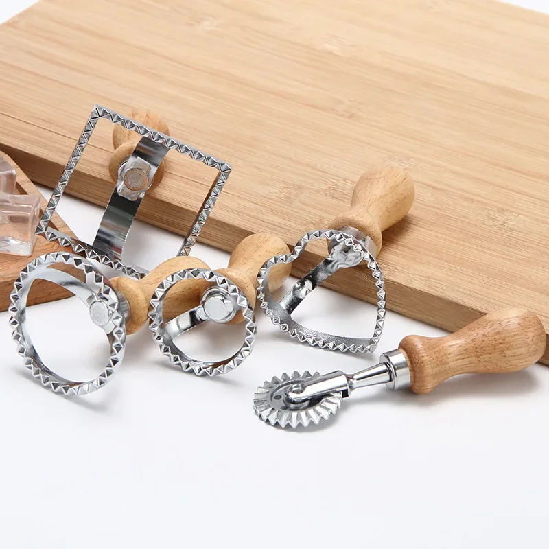 Kitchen Stainless Steel Cookies Cutter Set Pasta Press Attachment Kit Ravioli Maker Mold Tool Ravioli Stamp Set Pastry Wheel Set