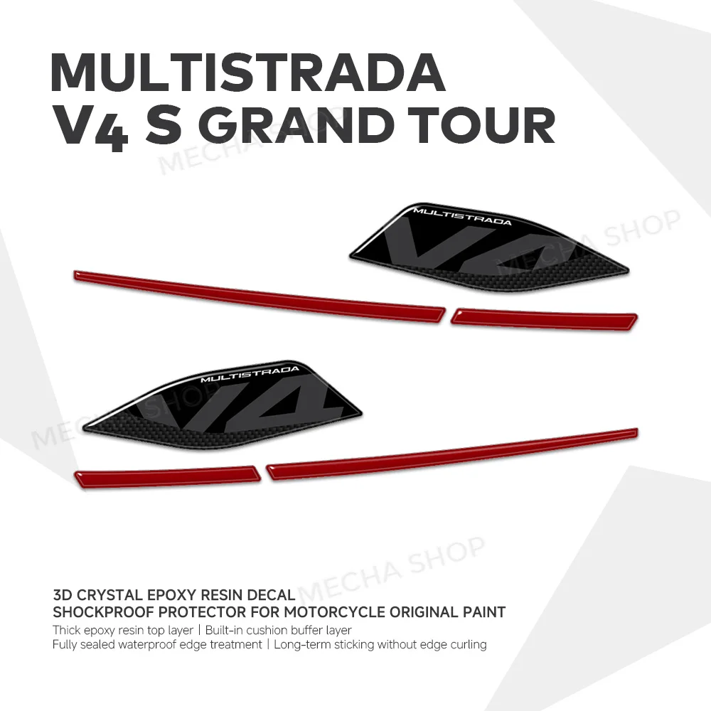 Motorcycle Accessories 3D Resin Sticker Protective Handguard Decal For Multistrada V4 S Grand Tour 2024