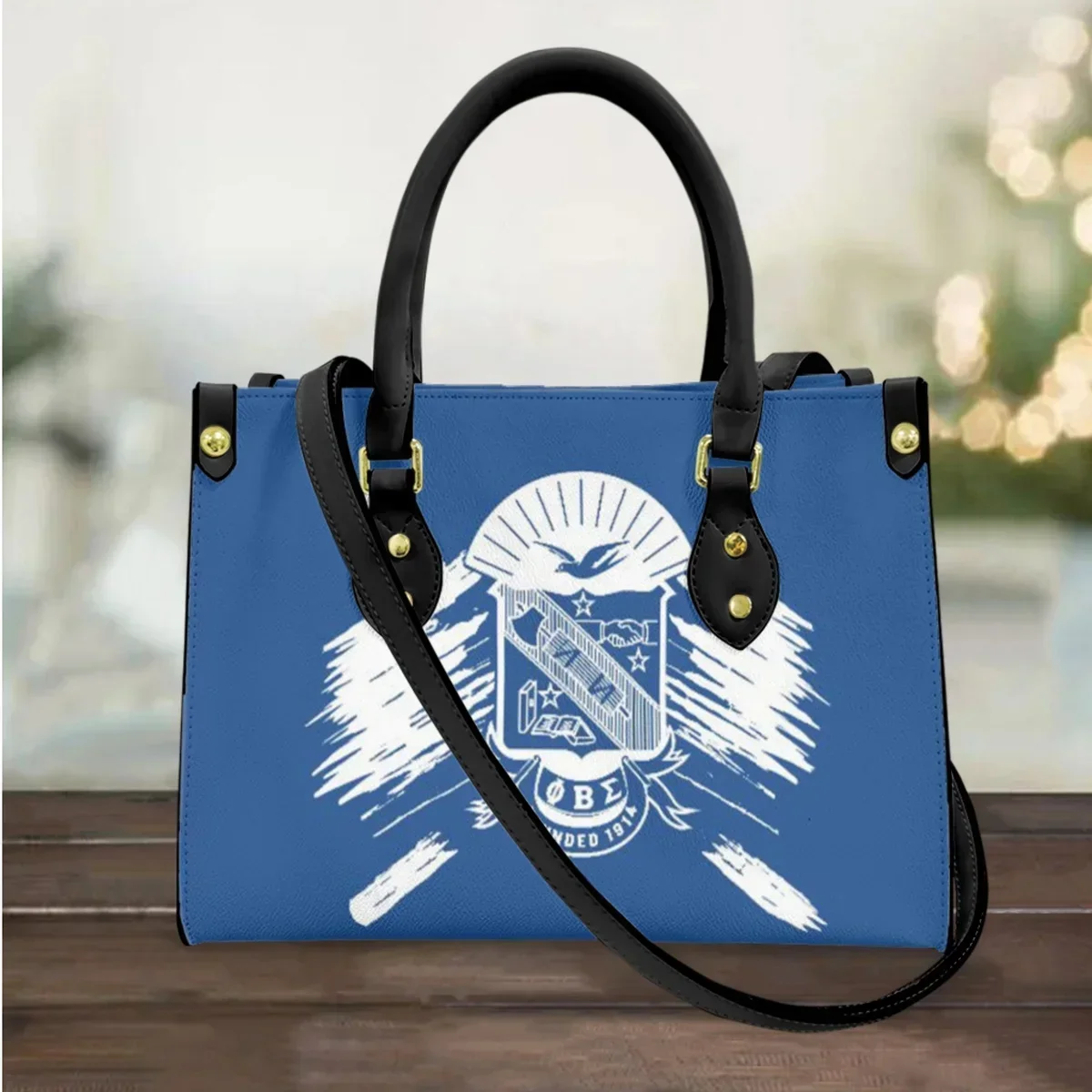 

Phi Beta Sigma Design Blue Messenger Bags Top Handle PU Leather Women's Handbag Fashion Small Tote Shoulder Bags Bolsa Femme