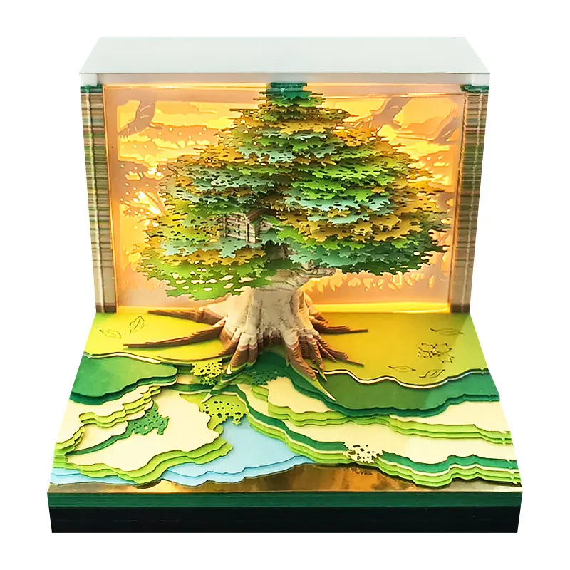 Calendar 2025 Desktop Decor 3D Notepad Treehouse With Light 3D Memo Pad Offices Paper Notes Christmas Birthday Novel Gift