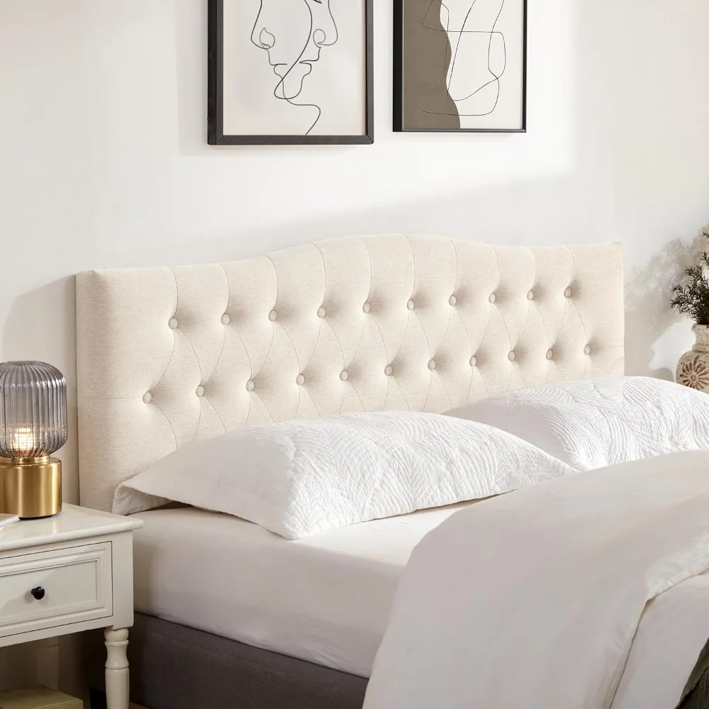 

Tufted Upholstered Headboard Queen Size, Sturdy and Durable Solid Wood Bed headboard, Fabric Headboard Adjustable Height from 37