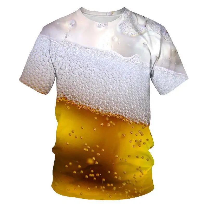 Men\'s 3D Printing Beer Pattern T-shirt Personalized Short Sleeve Casual T-shirt Men\'s Summer Tee Tops Streetwear Ropa Hombre