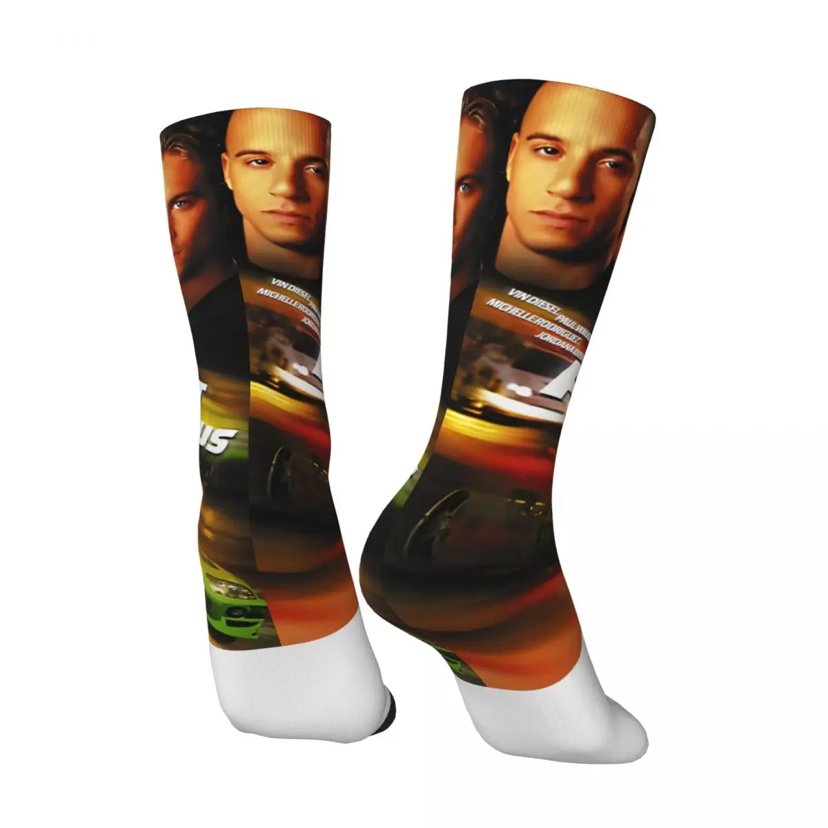 Crazy compression Fast Figured Sock for Men Harajuku Fast and Furious Seamless Pattern Crew Sock Casual