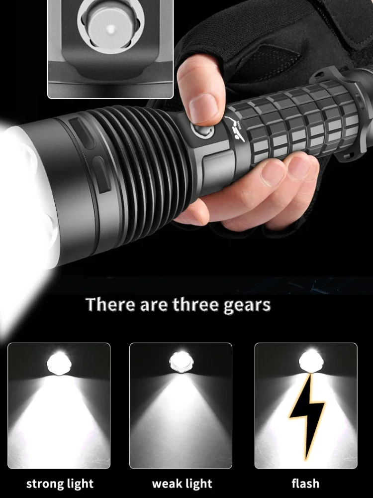 XHP70 Scuba Diving Flashlight 20000Lumen IPX8 Waterproof Underwater LED Submarine Lights 3 Modes Torch Magnetic Switch Anti-Skid