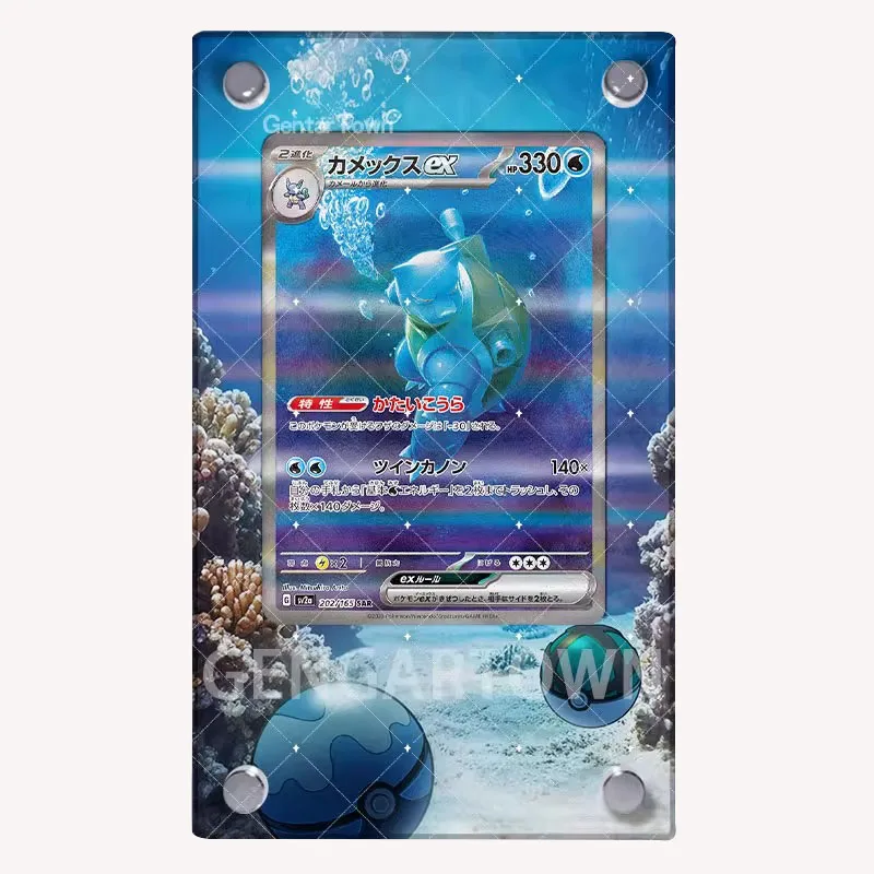 

New Pocket Monster Blastoise Card Display Stand Anime Peripheral Games Collection Cards Photo Frame Cards Bricks DIY Gift Toys