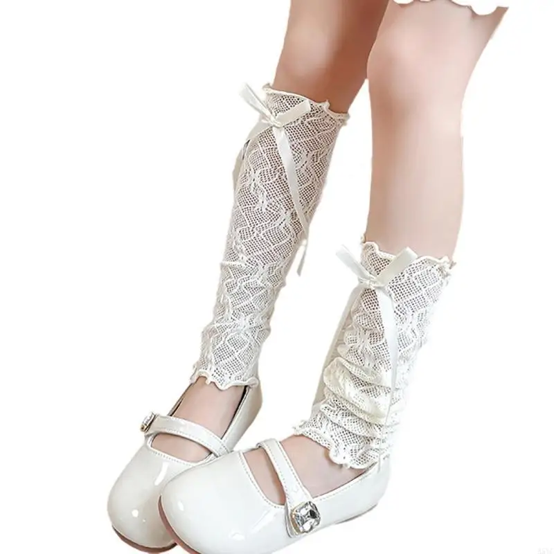 Image 3: A5YC – jambières en dentelle à volants pour filles, chaussettes amples pour robe, couvre-jambes printemps pour enfants