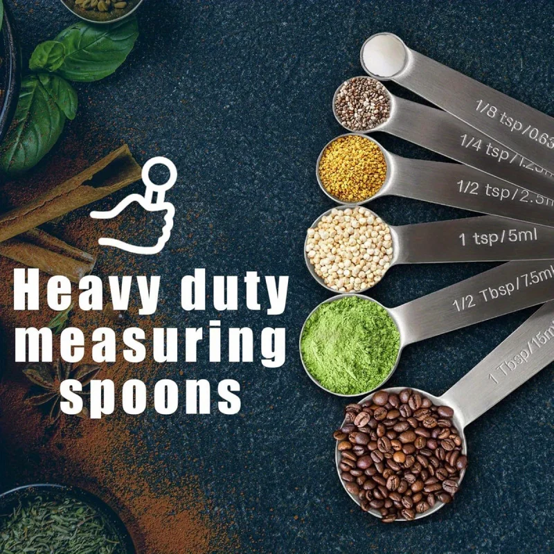 Measuring Spoon，A set of high quality18/8Stainless Steel Measuring Cup，A small spoon with both metric and imperial measurements，