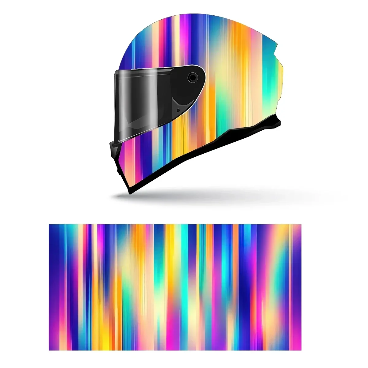 

Blurred Colorful Stripe Full Helmet Wrap Sticker Motorcycle Helmet Racing Graphic Decal Vinyl Wrap Helmet Decorative Sticker