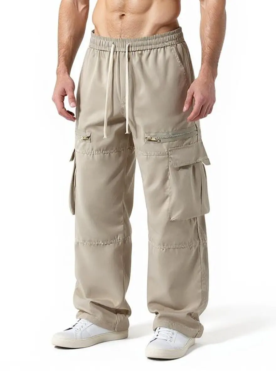 Spring and Autumn new fashion trendy American vintage large pocket cargo pants men's casual loose sports high-quality pants