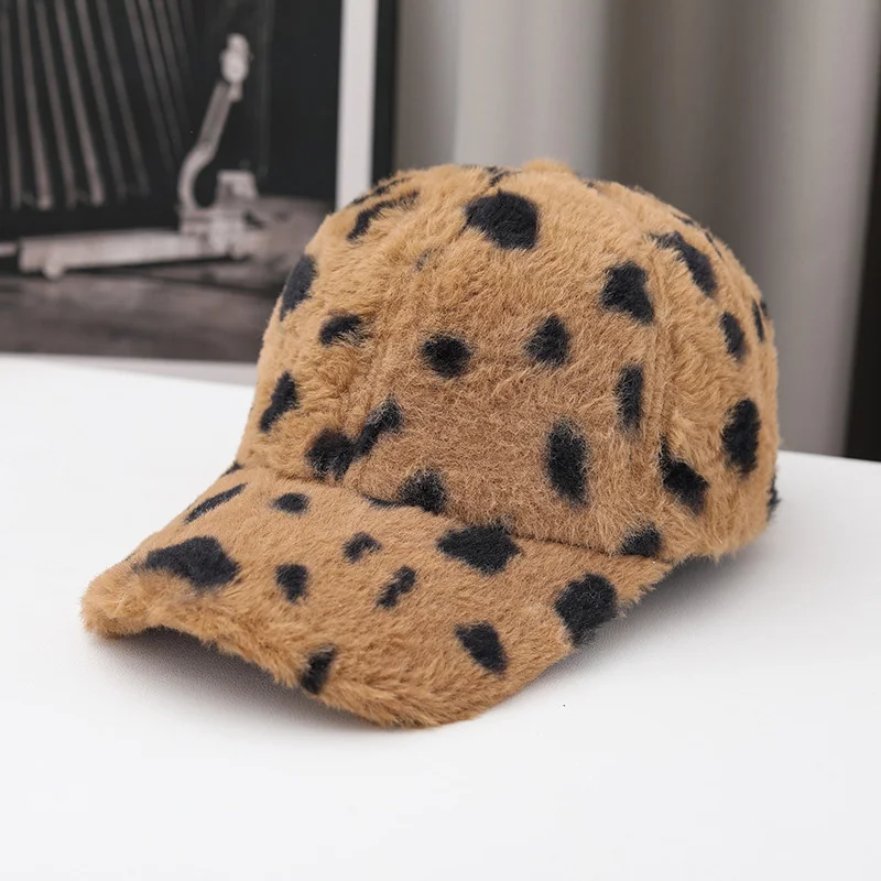 Klassische Baseballkappe aus Kunstfell, warme Plüsch-Papa-Mütze, atmungsaktiv, verstellbar, Winter-Sonnenhüte für Damen im Freien – Detail 3