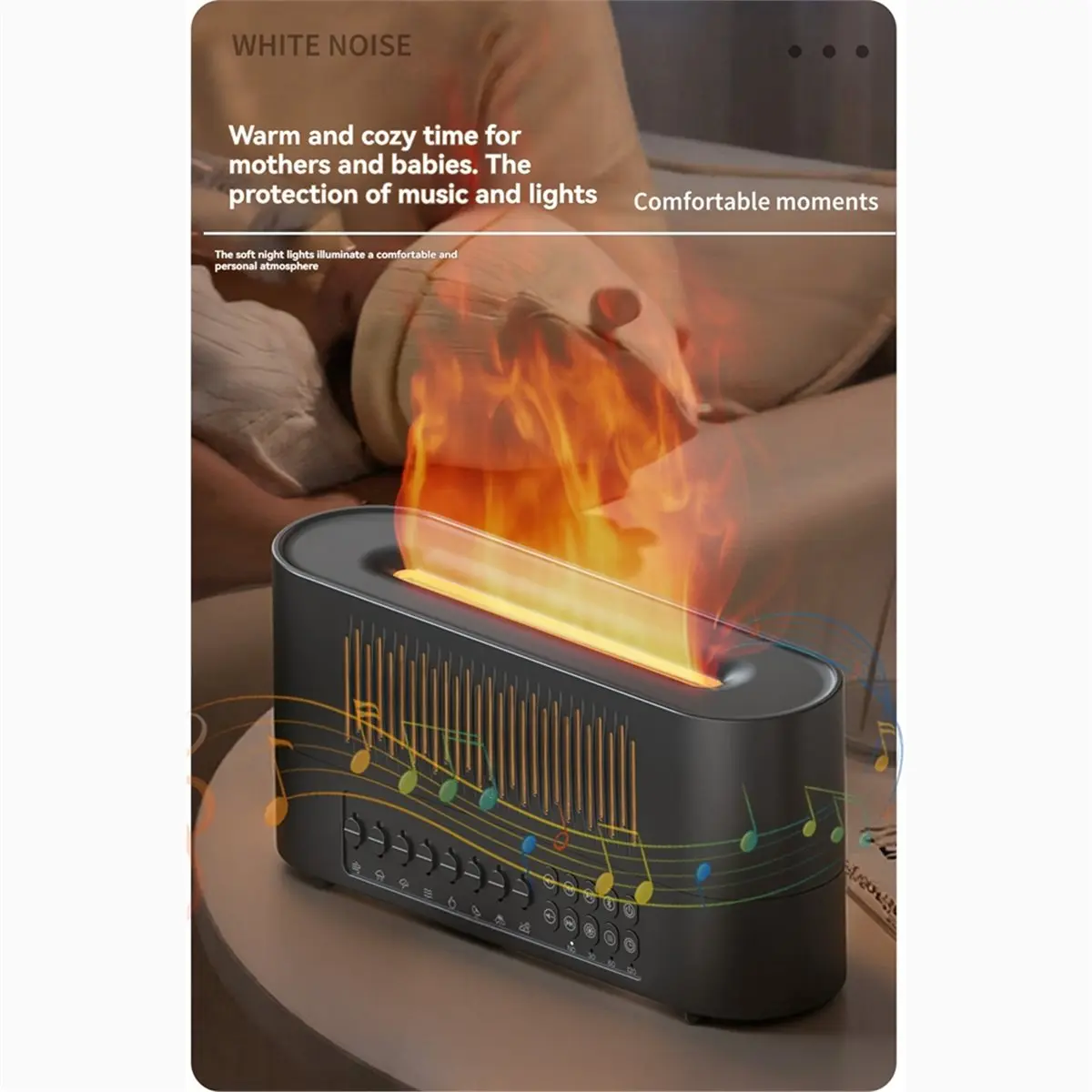 

(A61K) Аромадиффузор с Bluetooth-колонкой, диффузор для эфирных масел, с эффектом мерцающего пламени, 260 мл, колонка с белым шумом и увлажнитель воздуха B