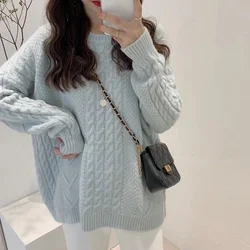 5 Colors Winter Womens Sweaters Fall Women Clothing Knitted Loose Sweater Knitting Oversize Pullover Woman Sweaters Girls Thick