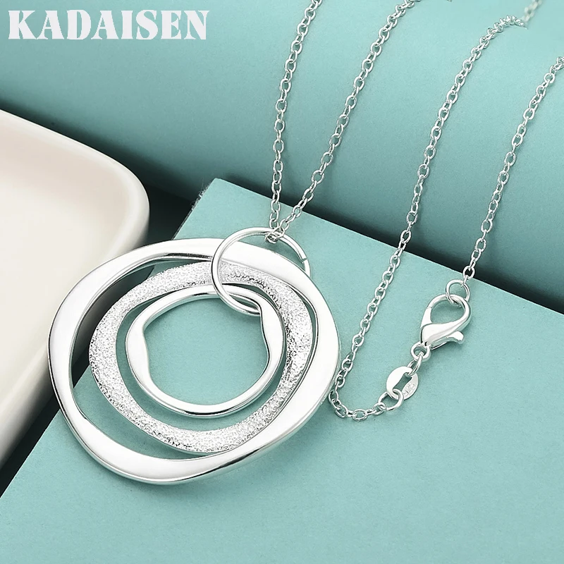 

40-75cm Charms Nobel 925 Sterling Silver Bohemia Three Circle Pendant Necklace For Women Wedding Jewelry Party Christmas Gifts