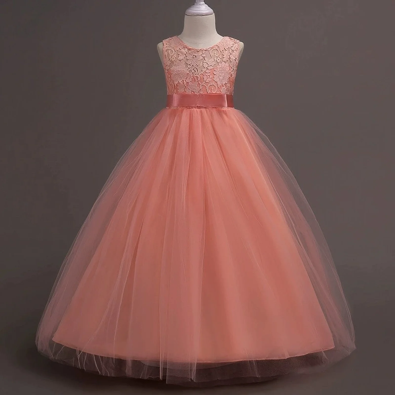 

5-12yrs Kids Dresses For Girl Clothes Lace Flower Ball Gown Girls Long Dress For Wedding Prom Party Dresses Teenage Girl Costume