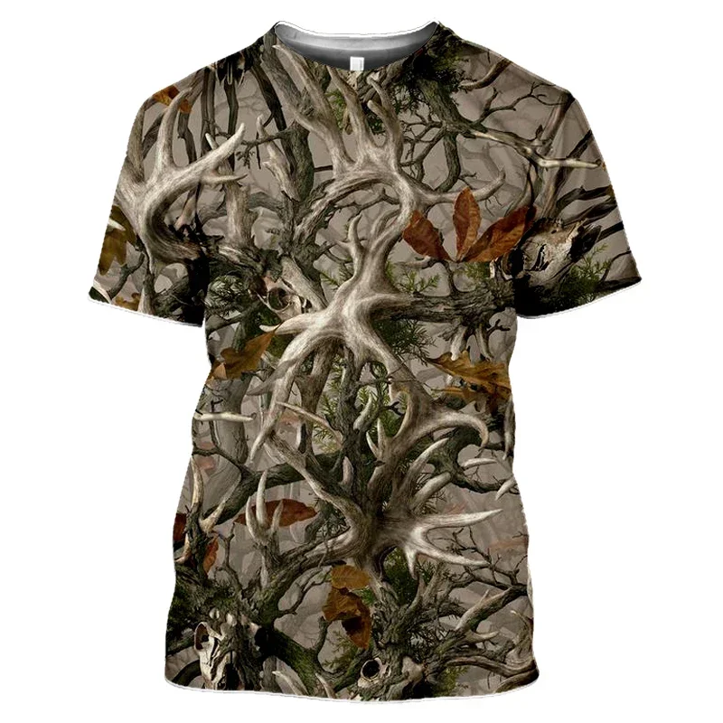 New Men's Summer Camouflage Leaf 3d T Shirt Outdoor Casual Personality Street O Collar Short-sleeved Oversized Clothing Tops Tee