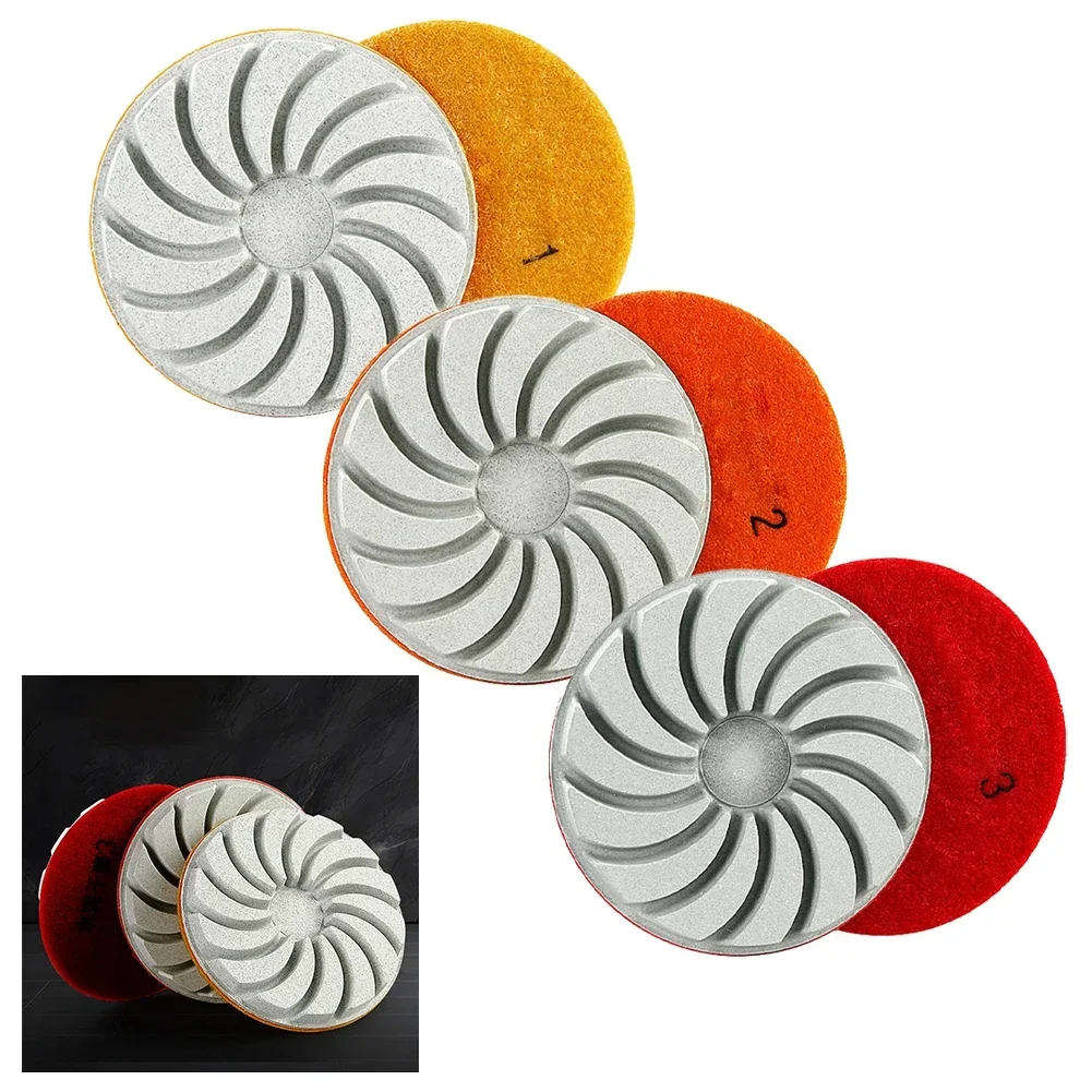 

100mm Diamond Polishing Pad 4" Wet Buff Disc Abrasive For Sanding Marble Granite Concrete Grinding Disc 3 Step Polishing Pads