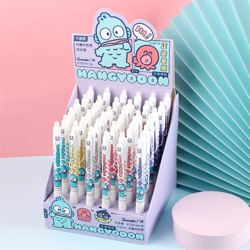 

36pcs/lot Kawaii Sanrio Hangyodon Erasable Gel Pen Cute 0.5mm Black Ink Neutral Pens Promotional Gift Office School Supplies