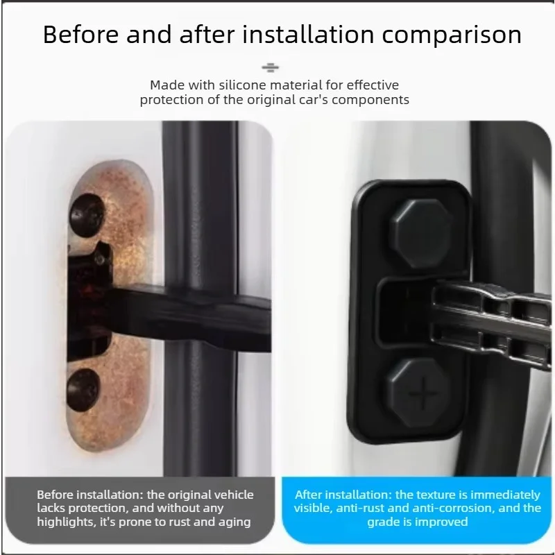 2PCS 4PCS For Leapmotor B03X A10 Car Door Lock Limiter Cover Silicone Black Anti-Rust Auto Door Lock Protector Car Accessories