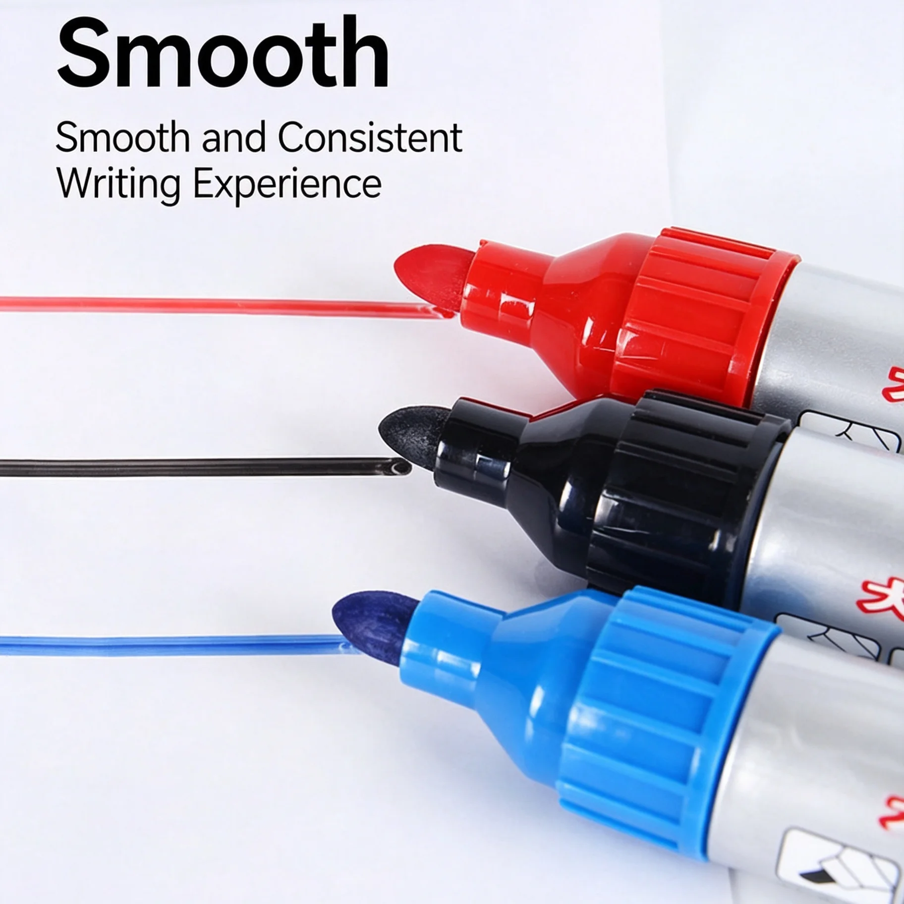 3Pcs Jumbo Whiteboard Markers – 4mm Bold Line, Refillable Dry Erase Pens, Large Capacity for Classroom Office Home
