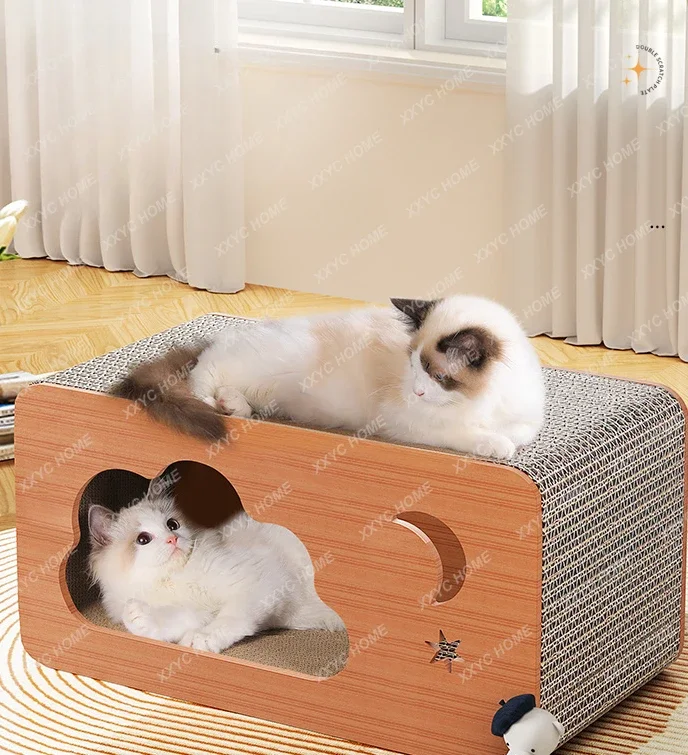 Cat Scratch Board Wear-Resistant Non-Chip Cat Nest Corrugated Paper Vertical Cat Toy Integrated Pet