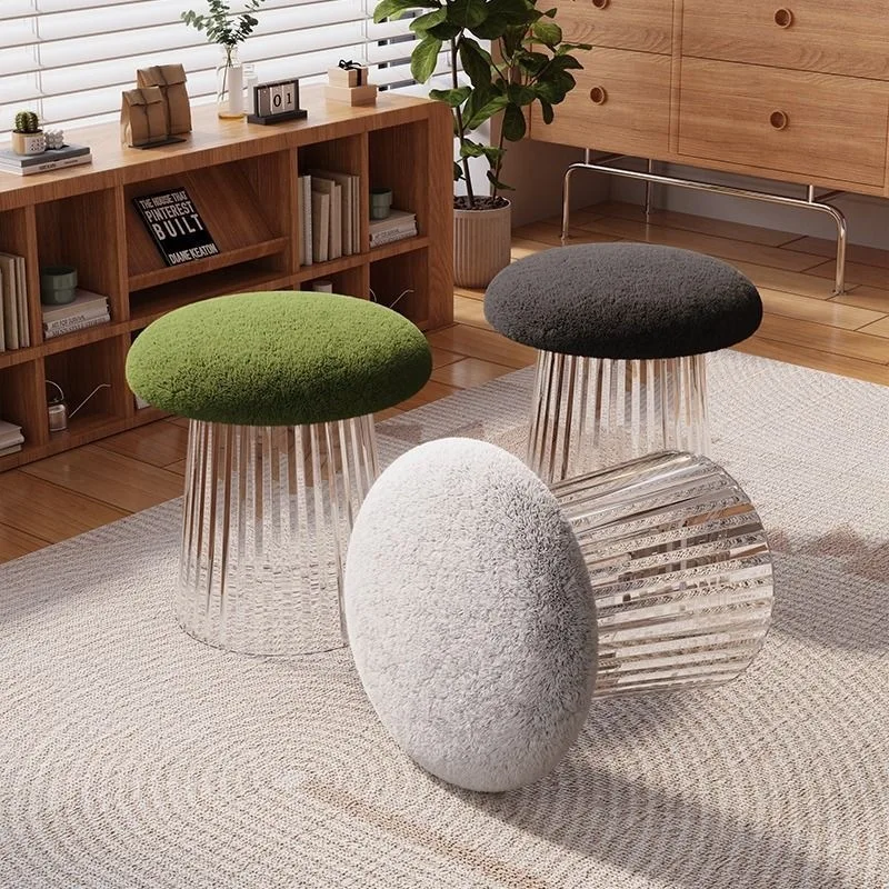 Multifunctional Acrylic Footstool, Entryway Stool, Compact Playroom Furniture, Lounge Ottoman, Modern Rounded Design