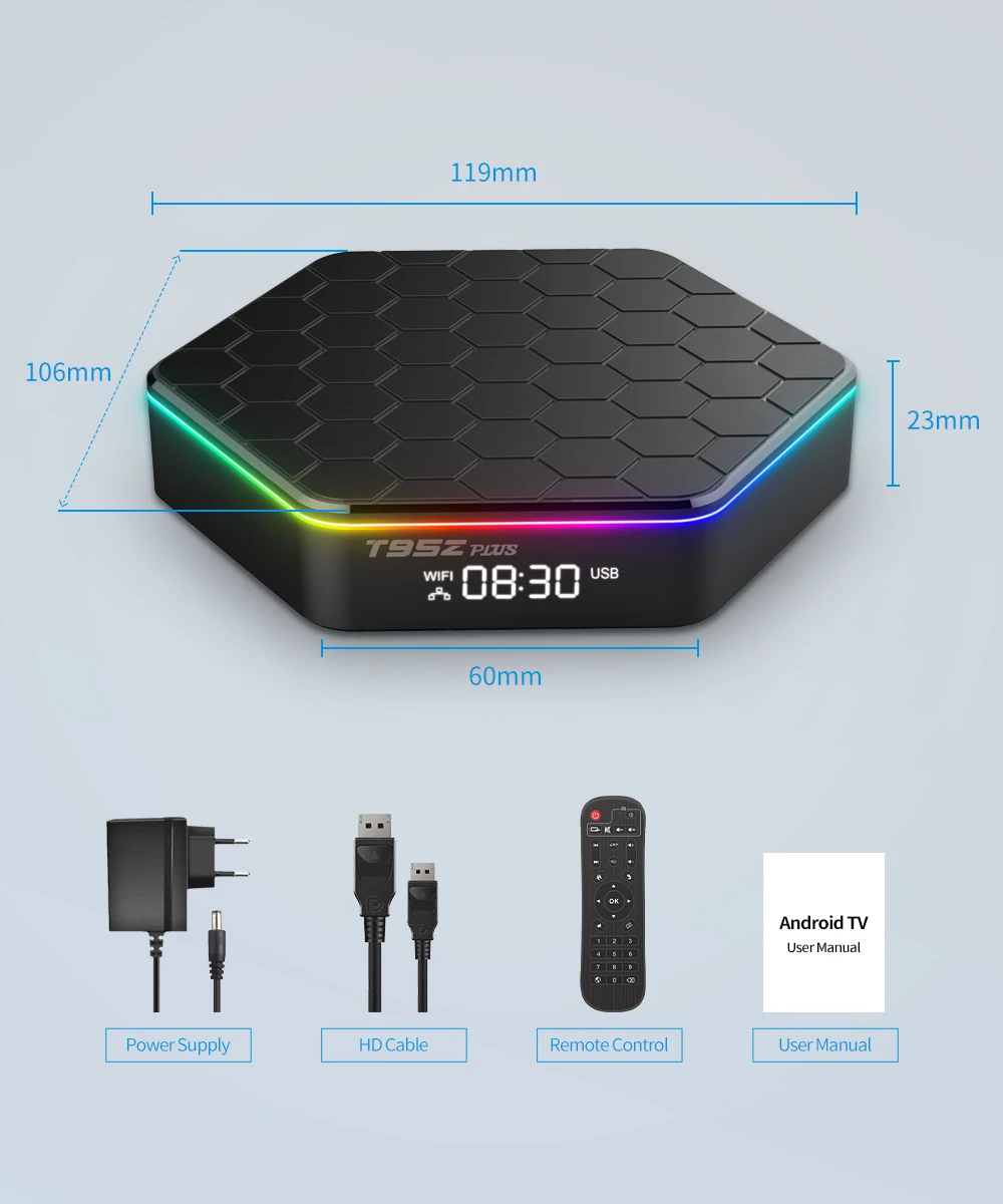 Android 12 T95Z Plus Smart Tv Box 6K DÉCODAGE 2.4G/5G BT5.0 WIFI6 Voix 3D 16G 32G 64G 128G HDR10 4K60FPS Décodeur Lecteur multimédia